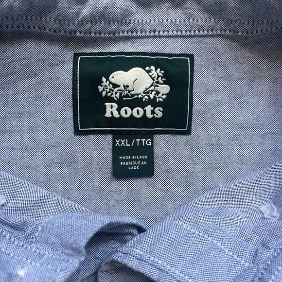 Roots Blue Long Sleeve Button Down 100% Cotton Men’s Shirt Size XXL Casual - Picture 3 of 10